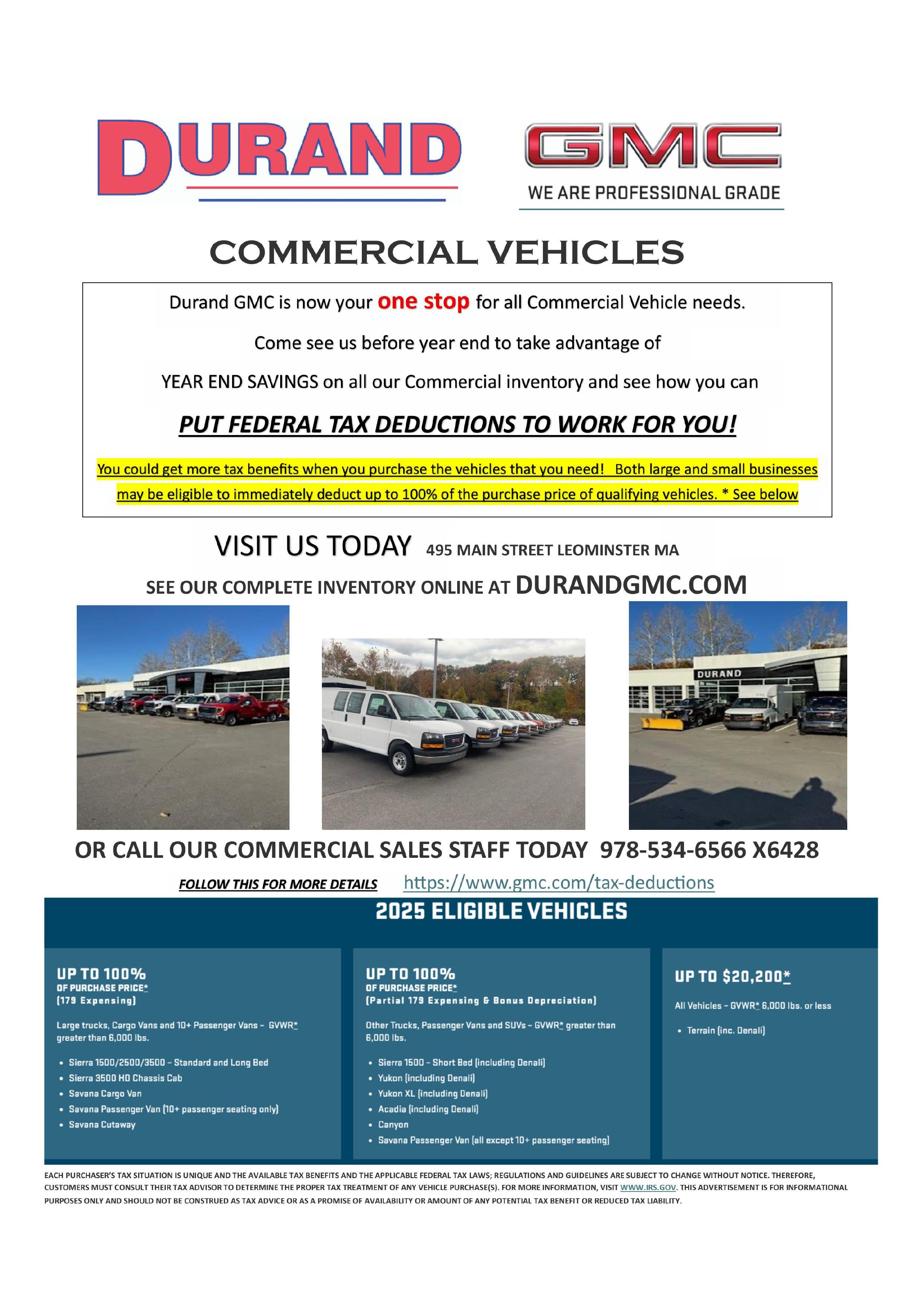 Commercial Vehicles Federal Tax Deduction